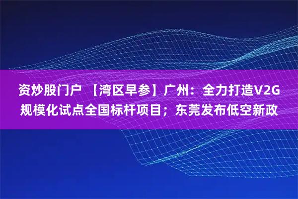 资炒股门户 【湾区早参】广州：全力打造V2G规模化试点全国标杆项目；东莞发布低空新政