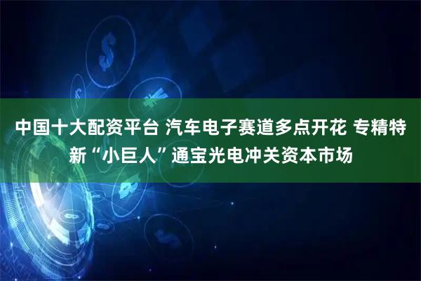 中国十大配资平台 汽车电子赛道多点开花 专精特新“小巨人”通宝光电冲关资本市场
